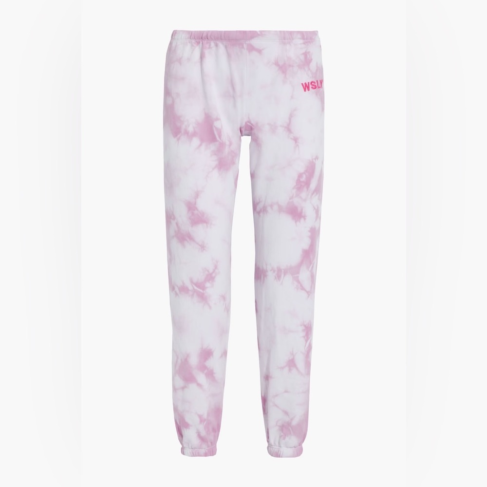 NWT WSLY THE ECOSOFT TIE-dyed ORGANIC COTTON-BLEND FLEECE TRACK PANTS, SIZE XS